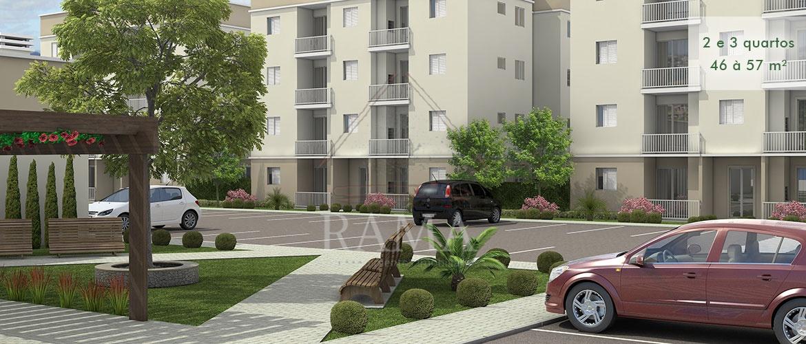 Apto semi-mobiliado no Cond. Resid. Campo Alegre 3Q + Garagem + Lazer